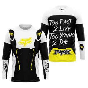 Custom name BraapGirls TOO FAST TO LIVE TOO YOUNG TO DIE – FOX RACING – WHITE YELLOW Brands for motocross girls and dirt bike riders - Brands view 1