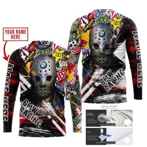 Custom name BraapGirls JASON VOORHEES BMW RACING | HOODIE & JERSEY | KID-YOUTH & ADULT BMW for motocross girls and dirt bike riders - BMW view 1