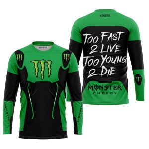Custom name BraapGirls TOO FAST TO LIVE TOO YOUNG TO DIE – MONSTERS – GREEN Brands for motocross girls and dirt bike riders - Brands view 1