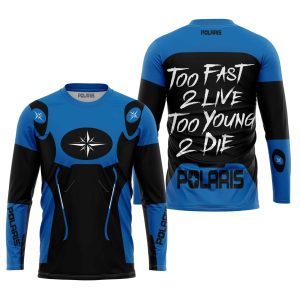 Custom name BraapGirls TOO FAST TO LIVE TOO YOUNG TO DIE – POLARIS – BLUE Brands for motocross girls and dirt bike riders - Brands view 1