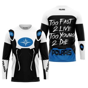 Custom name BraapGirls TOO FAST TO LIVE TOO YOUNG TO DIE – POLARIS – WHITE Brands for motocross girls and dirt bike riders - Brands view 1