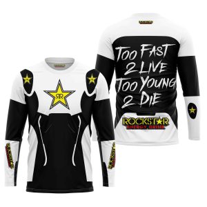 Custom name BraapGirls TOO FAST TO LIVE TOO YOUNG TO DIE – ROCKSTAR – WHITE Brands for motocross girls and dirt bike riders - Brands view 1