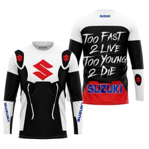 Custom name BraapGirls TOO FAST TO LIVE TOO YOUNG TO DIE – SUZUKI – WHITE Brands for motocross girls and dirt bike riders - Brands view 1