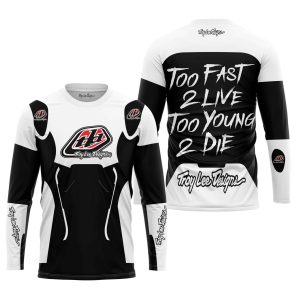 Custom name BraapGirls TOO FAST TO LIVE TOO YOUNG TO DIE – TROY LEE DESIGNS – WHITE Brands for motocross girls and dirt bike riders - Brands view 1