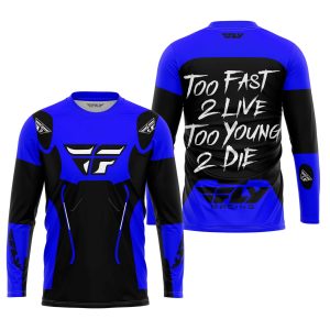 Custom name BraapGirls TOO FAST TO LIVE TOO YOUNG TO DIE – FLY RACING – BLUE Brands for motocross girls and dirt bike riders - Brands view 1