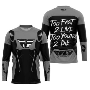 Custom name BraapGirls TOO FAST TO LIVE TOO YOUNG TO DIE – FLY RACING – GREY Brands for motocross girls and dirt bike riders - Brands view 1