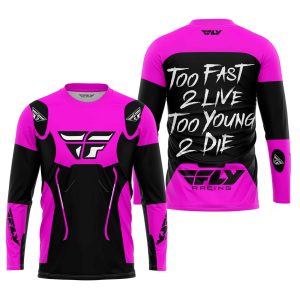 Custom name BraapGirls TOO FAST TO LIVE TOO YOUNG TO DIE – FLY RACING – PINK Brands for motocross girls and dirt bike riders - Brands view 1