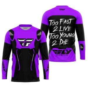 Custom name BraapGirls TOO FAST TO LIVE TOO YOUNG TO DIE – FLY RACING – PURPLE Brands for motocross girls and dirt bike riders - Brands view 1