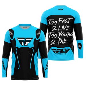 Custom name BraapGirls TOO FAST TO LIVE TOO YOUNG TO DIE – FLY RACING – SKY BLUE Brands for motocross girls and dirt bike riders - Brands view 1