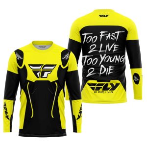 Custom name BraapGirls TOO FAST TO LIVE TOO YOUNG TO DIE – FLY RACING – YELLOW Brands for motocross girls and dirt bike riders - Brands view 1