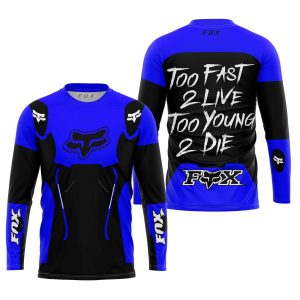 Custom name BraapGirls TOO FAST TO LIVE TOO YOUNG TO DIE – FOX RACING – BLUE Brands for motocross girls and dirt bike riders - Brands view 1