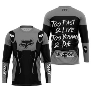 Custom name BraapGirls TOO FAST TO LIVE TOO YOUNG TO DIE – FOX RACING – GREY Brands for motocross girls and dirt bike riders - Brands view 2