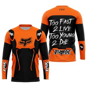 Custom name BraapGirls TOO FAST TO LIVE TOO YOUNG TO DIE – FOX RACING – ORANGE Brands for motocross girls and dirt bike riders - Brands view 1