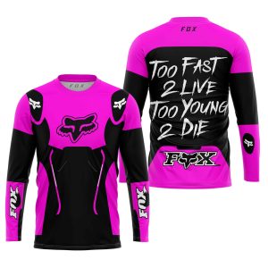 Custom name BraapGirls TOO FAST TO LIVE TOO YOUNG TO DIE – FOX RACING – PINK Brands for motocross girls and dirt bike riders - Brands view 2