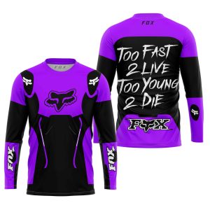Custom name BraapGirls TOO FAST TO LIVE TOO YOUNG TO DIE – FOX RACING – PURPLE Brands for motocross girls and dirt bike riders - Brands view 1