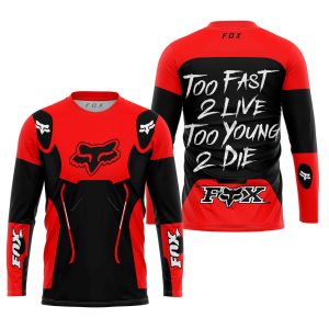 Custom name BraapGirls TOO FAST TO LIVE TOO YOUNG TO DIE – FOX RACING – RED Brands for motocross girls and dirt bike riders - Brands view 1