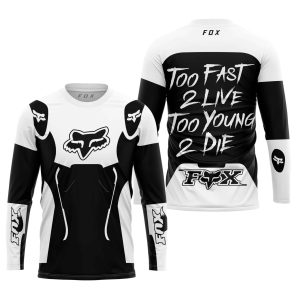 Custom name BraapGirls TOO FAST TO LIVE TOO YOUNG TO DIE – FOX RACING – WHITE Brands for motocross girls and dirt bike riders - Brands view 1