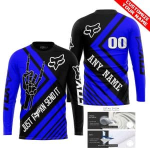 Custom name BraapGirls JUST FCKN SEND IT – FOX RACING BLUE | HOODIE & JERSEY | KID-YOUTH & ADULT Brands for motocross girls and dirt bike riders - Brands view 1