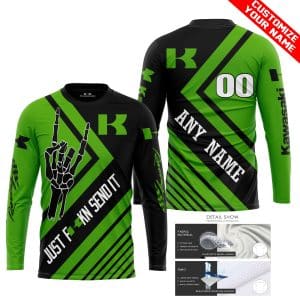 Custom name BraapGirls JUST FCKN SEND IT – KAWASAKI | HOODIE & JERSEY | KID-YOUTH & ADULT Brands for motocross girls and dirt bike riders - Brands view 1