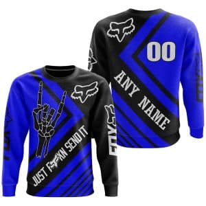 Custom name BraapGirls JUST FCKN SEND IT – FOX RACING BLUE | HOODIE & JERSEY | KID-YOUTH & ADULT Brands for motocross girls and dirt bike riders - Brands view 3