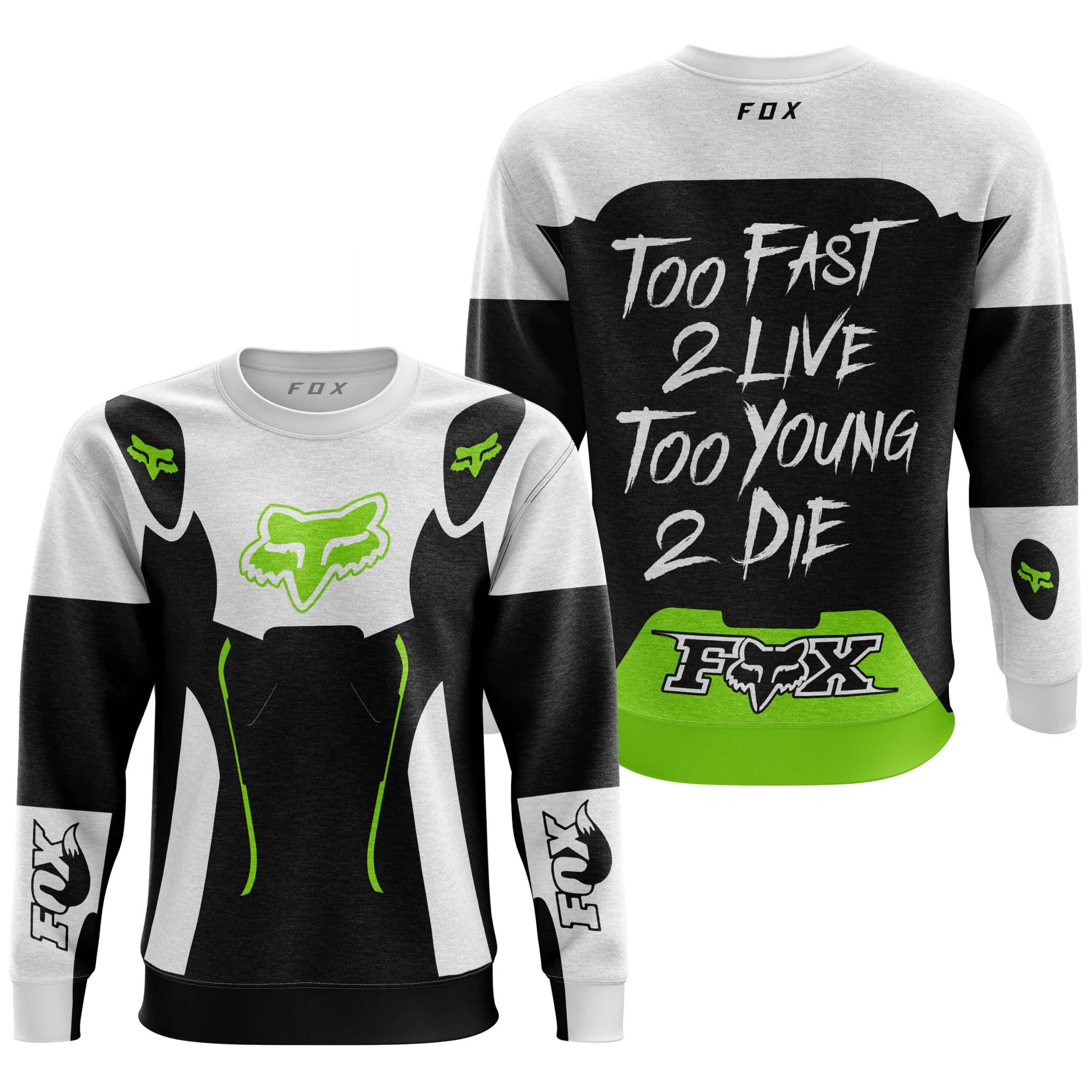 TOO FAST TO LIVE TOO YOUNG TO DIE – FOX RACING – WHITE GREEN 1 view 4