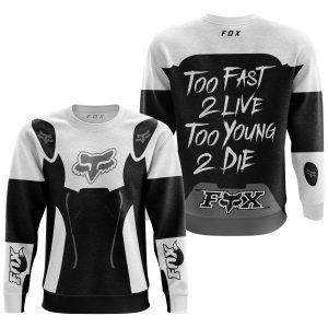 Custom name BraapGirls TOO FAST TO LIVE TOO YOUNG TO DIE – FOX RACING – WHITE GREY Brands for motocross girls and dirt bike riders - Brands view 2