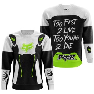 Custom name BraapGirls TOO FAST TO LIVE TOO YOUNG TO DIE – FOX RACING – WHITE NEON Brands for motocross girls and dirt bike riders - Brands view 2