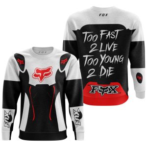 Custom name BraapGirls TOO FAST TO LIVE TOO YOUNG TO DIE – FOX RACING – WHITE RED Brands for motocross girls and dirt bike riders - Brands view 2