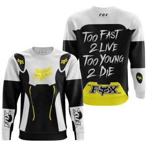 Custom name BraapGirls TOO FAST TO LIVE TOO YOUNG TO DIE – FOX RACING – WHITE YELLOW Brands for motocross girls and dirt bike riders - Brands view 2