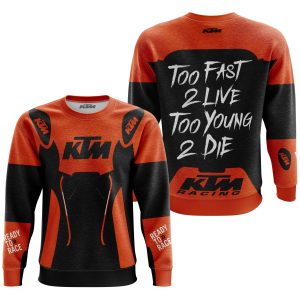 Custom name BraapGirls TOO FAST TO LIVE TOO YOUNG TO DIE – KTM RACING – ORANGE Brands for motocross girls and dirt bike riders - Brands view 1