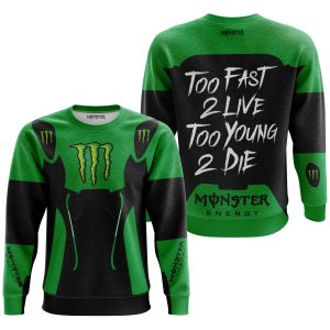 Custom name BraapGirls TOO FAST TO LIVE TOO YOUNG TO DIE – MONSTERS – GREEN Brands for motocross girls and dirt bike riders - Brands view 2