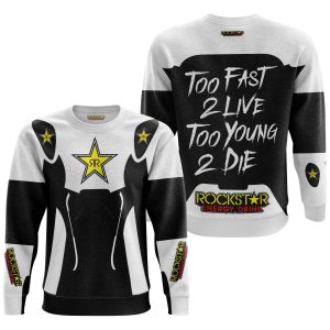 Custom name BraapGirls TOO FAST TO LIVE TOO YOUNG TO DIE – ROCKSTAR – WHITE Brands for motocross girls and dirt bike riders - Brands view 2
