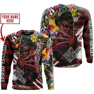 Custom name BraapGirls FREDDY KRUEGER BMW RACING | HOODIE & JERSEY | KID-YOUTH & ADULT BMW for motocross girls and dirt bike riders - BMW view 2