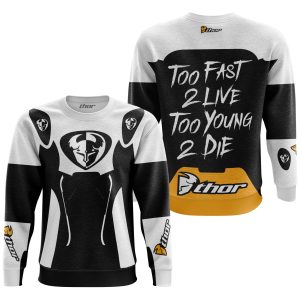 Custom name BraapGirls TOO FAST TO LIVE TOO YOUNG TO DIE – THOR RACING – WHITE Brands for motocross girls and dirt bike riders - Brands view 2