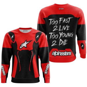 Custom name BraapGirls TOO FAST TO LIVE TOO YOUNG TO DIE – ALPINESTARS – RED Alpinestars for motocross girls and dirt bike riders - Alpinestars view 2