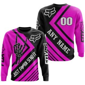 Custom name BraapGirls JUST FCKN SEND IT – FOX RACING PINK | HOODIE & JERSEY | KID-YOUTH & ADULT Brands for motocross girls and dirt bike riders - Brands view 2