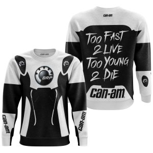 Custom name BraapGirls TOO FAST TO LIVE TOO YOUNG TO DIE – CAN AM – WHITE Brands for motocross girls and dirt bike riders - Brands view 2