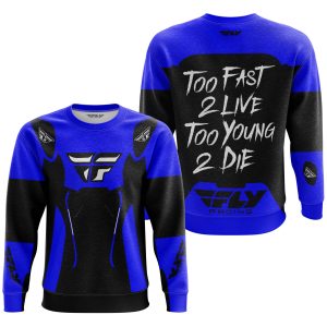 Custom name BraapGirls TOO FAST TO LIVE TOO YOUNG TO DIE – FLY RACING – BLUE Brands for motocross girls and dirt bike riders - Brands view 2