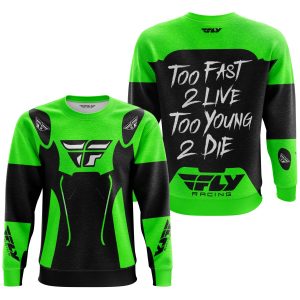 Custom name BraapGirls TOO FAST TO LIVE TOO YOUNG TO DIE – FLY RACING – GREEN Brands for motocross girls and dirt bike riders - Brands view 2