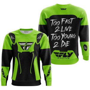 Custom name BraapGirls TOO FAST TO LIVE TOO YOUNG TO DIE – FLY RACING – GREEN 1 Brands for motocross girls and dirt bike riders - Brands view 2