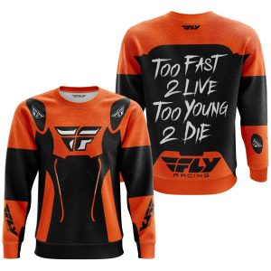 Custom name BraapGirls TOO FAST TO LIVE TOO YOUNG TO DIE – FLY RACING – ORANGE Brands for motocross girls and dirt bike riders - Brands view 2