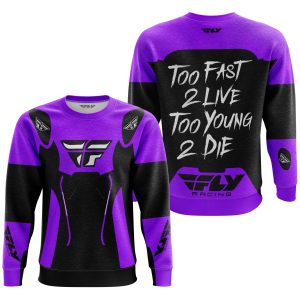 Custom name BraapGirls TOO FAST TO LIVE TOO YOUNG TO DIE – FLY RACING – PURPLE Brands for motocross girls and dirt bike riders - Brands view 2