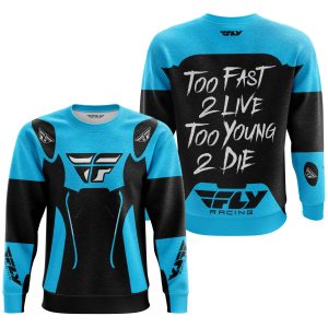 Custom name BraapGirls TOO FAST TO LIVE TOO YOUNG TO DIE – FLY RACING – SKY BLUE Brands for motocross girls and dirt bike riders - Brands view 2