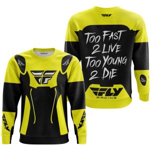 Custom name BraapGirls TOO FAST TO LIVE TOO YOUNG TO DIE – FLY RACING – YELLOW Brands for motocross girls and dirt bike riders - Brands view 2