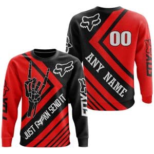 Custom name BraapGirls JUST FCKN SEND IT – FOX RACING RED | HOODIE & JERSEY | KID-YOUTH & ADULT Brands for motocross girls and dirt bike riders - Brands view 2