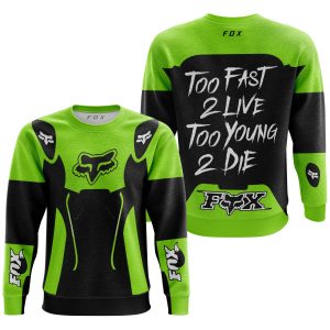 Custom name BraapGirls TOO FAST TO LIVE TOO YOUNG TO DIE – FOX RACING – GREEN 1 Brands for motocross girls and dirt bike riders - Brands view 2