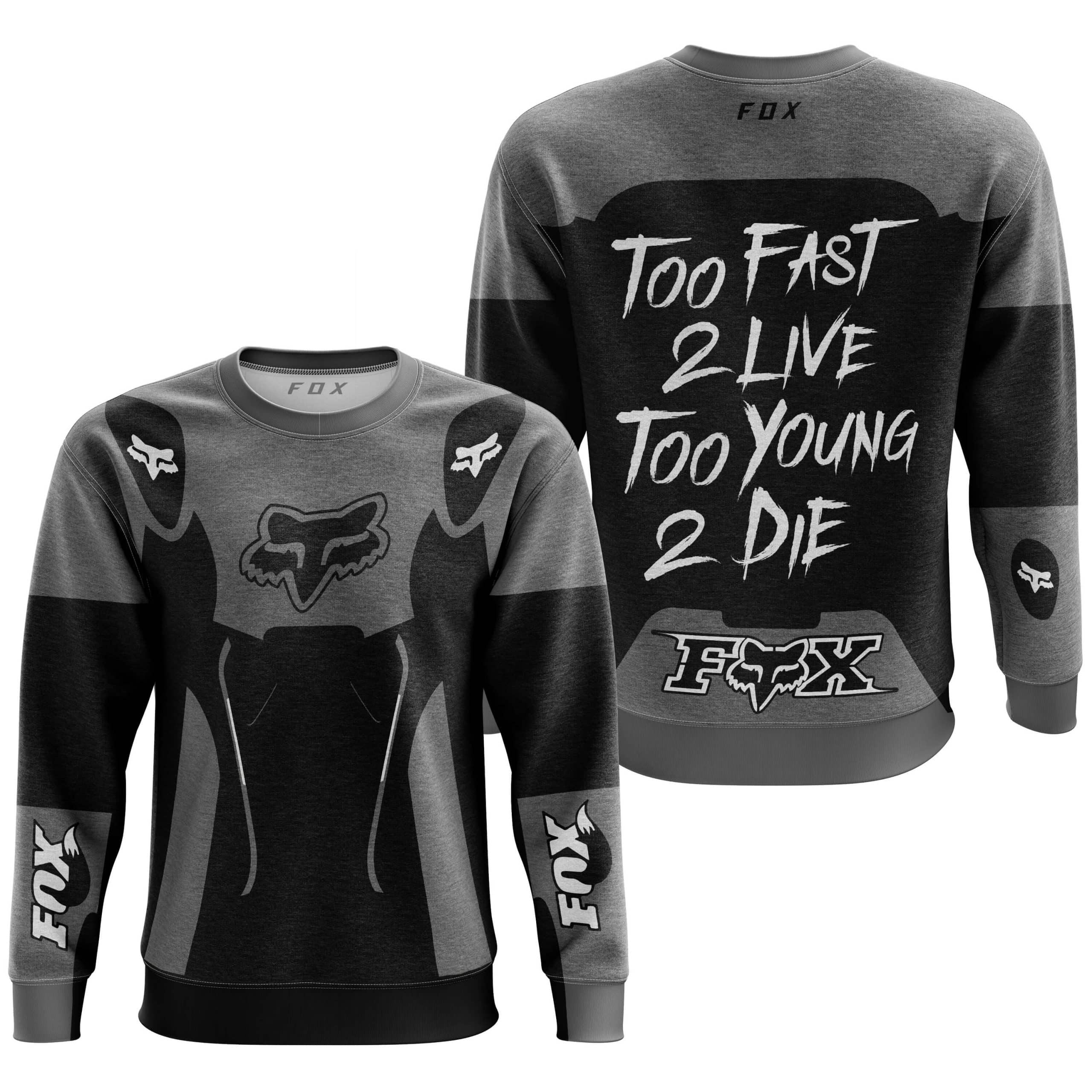 TOO FAST TO LIVE TOO YOUNG TO DIE - FOX RACING - GREY view 3