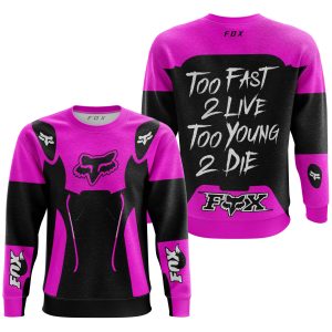 Custom name BraapGirls TOO FAST TO LIVE TOO YOUNG TO DIE – FOX RACING – PINK Brands for motocross girls and dirt bike riders - Brands view 1