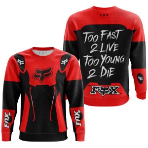 Custom name BraapGirls TOO FAST TO LIVE TOO YOUNG TO DIE – FOX RACING – RED Brands for motocross girls and dirt bike riders - Brands view 2