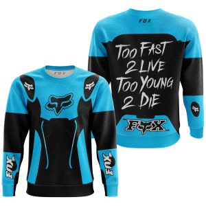 Custom name BraapGirls TOO FAST TO LIVE TOO YOUNG TO DIE – FOX RACING – SKY BLUE Brands for motocross girls and dirt bike riders - Brands view 2